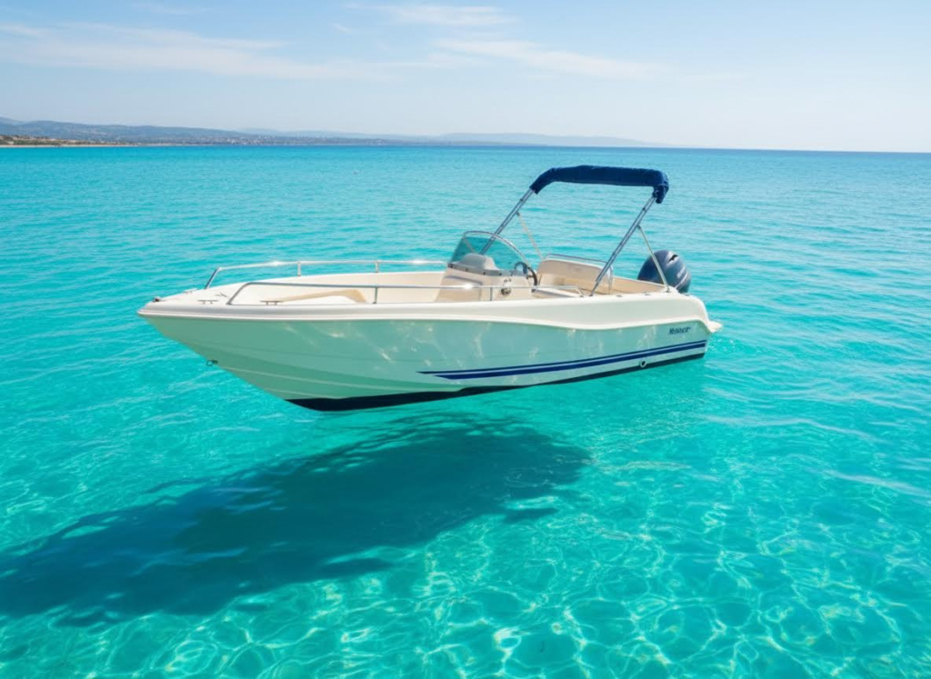 Boat on turquoise water